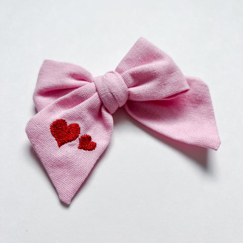 pink linen love bow