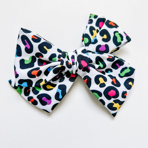 neon leopard swim bow