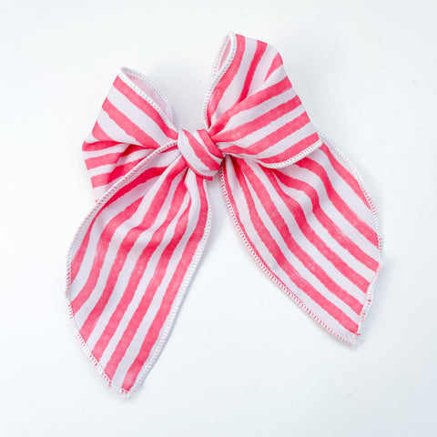 coral stripe fabric bow