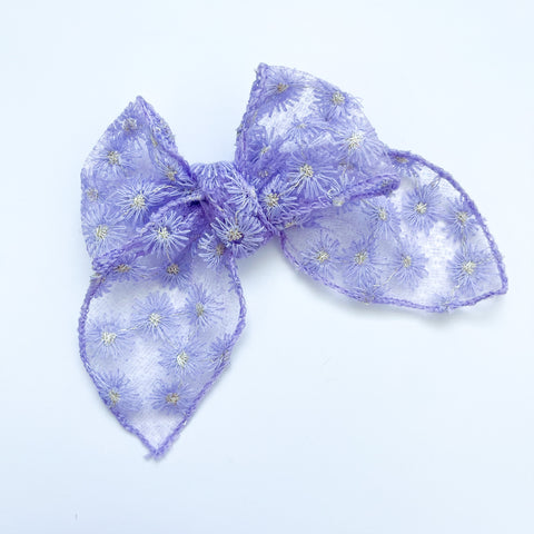 lavender daisy fabric bow