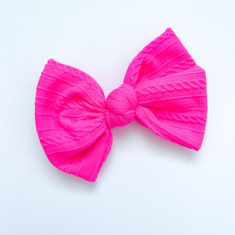 neon raspberry knot bow