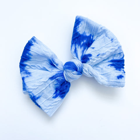 blue tie dye knot bow