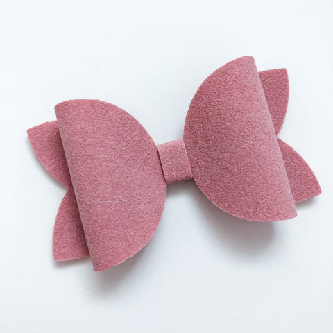 rose quartz suede bow