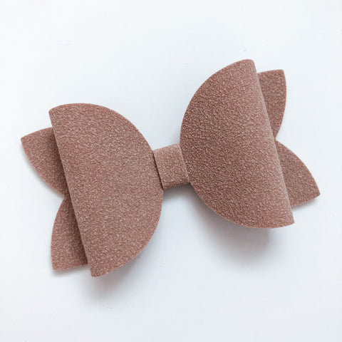 muted lavender suede bow