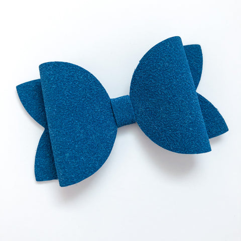 azure suede bow