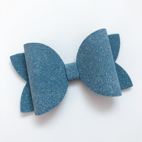 light blue suede bow