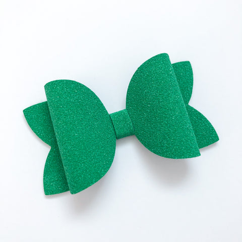 kelly green suede bow