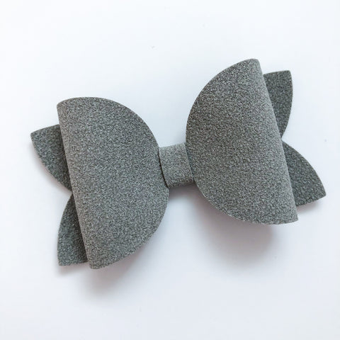 gray suede bow