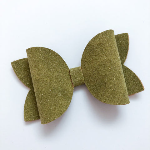 gold suede bow