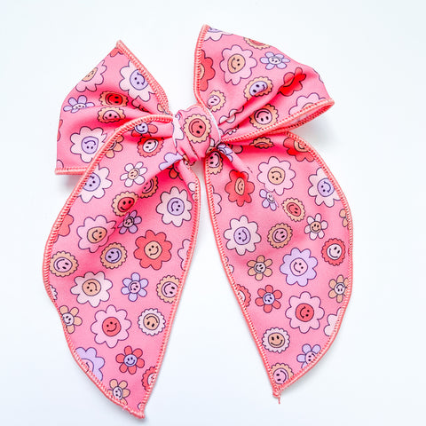 happy flowers fabric bow