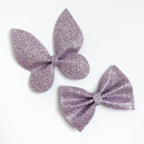 lilac glitter bow (pinch or butterfly)