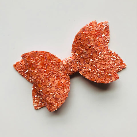 just peachy glitter bow