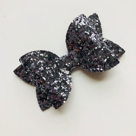 gunmetal glitter bow