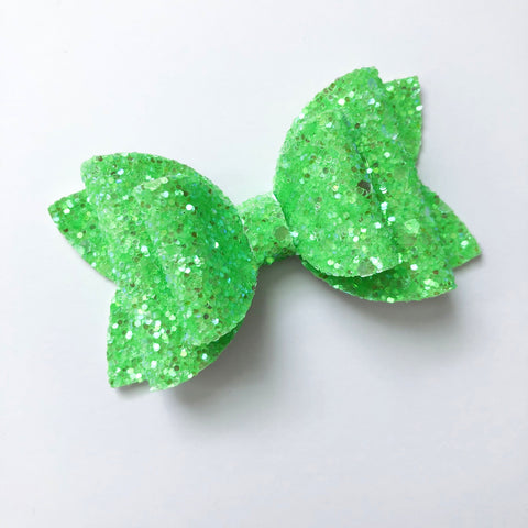 neon lime glitter bow