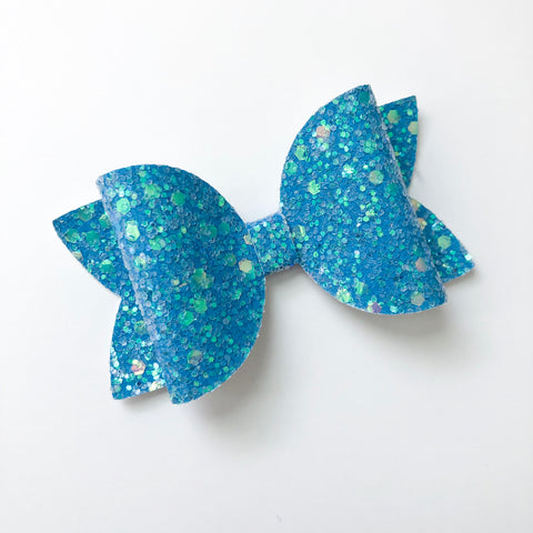 electric blue glitter bow