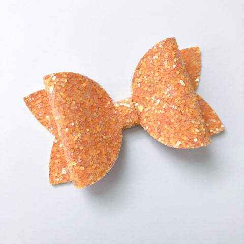 neon mango glitter bow