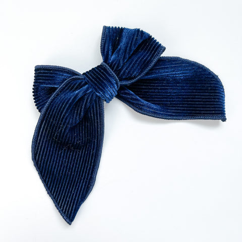 navy corduroy bow