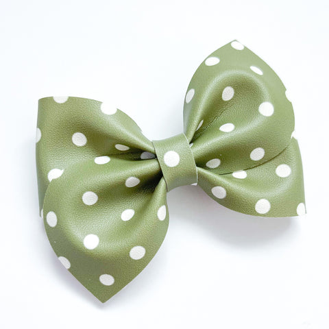 olive dot pinwheel bow