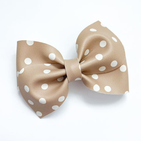 tan dot pinwheel bow