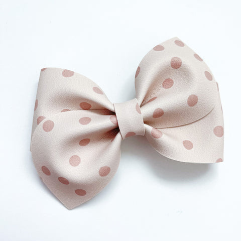 mauve dot pinwheel bow