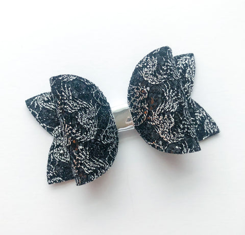 silver lace fabric bow